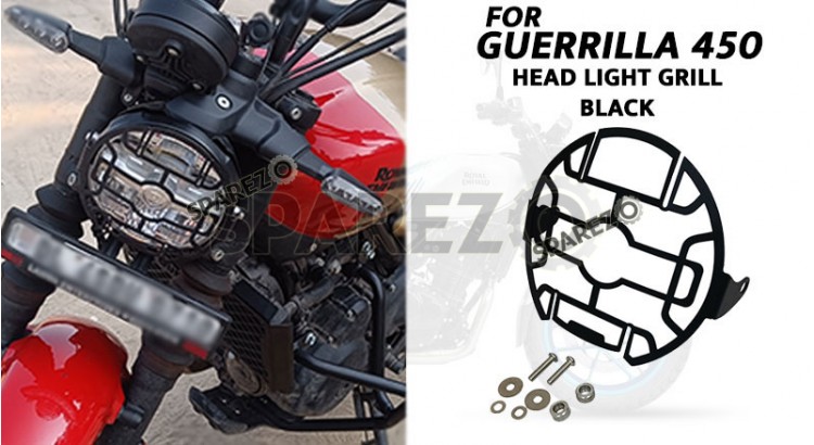 Fit For Royal Enfield Guerrilla 450 Steel Headlight Grill Black - SPAREZO